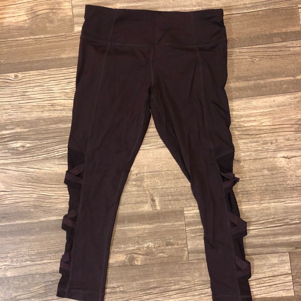 90 Degrees Yoga pants leggings eggplant purple crop size small s